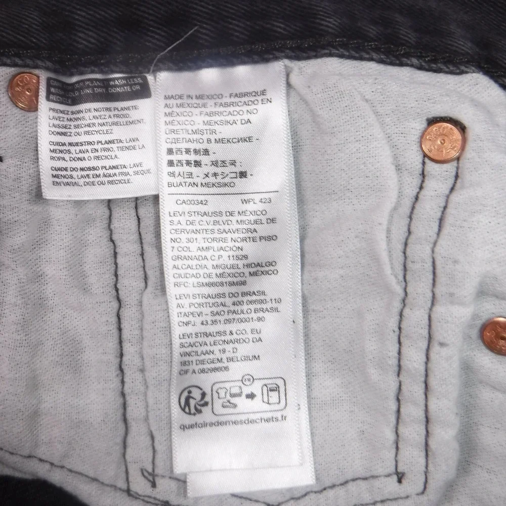 Levis 501 Original Fit Mens‎ Black Straight Leg Button Fly Denim Jeans 32x30